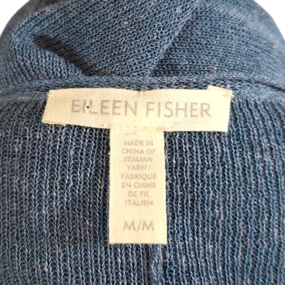 Eileen Fisher Blue Organic Linen Blend V-neck Hi-lo Tunic Sweater Women's Medium - Picture 9 of 9